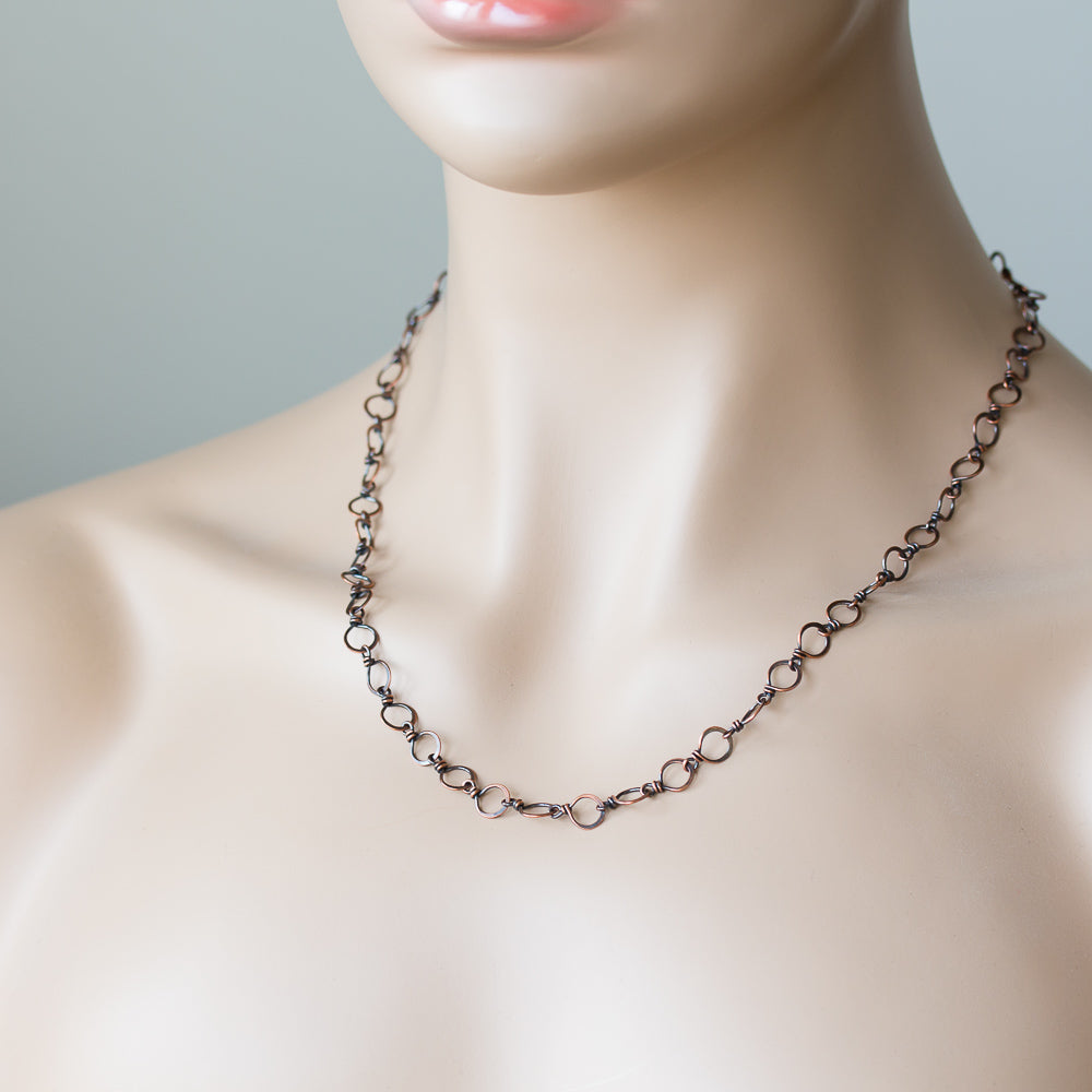 Handmade Wire Wrapped Hammered Copper Links Chain - jewelry by CookOnStrike