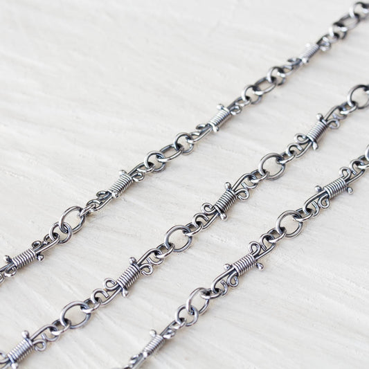 Handmade Wire Wrapped Silver Links Chain, Sterling Silver - jewelry by CookOnStrike