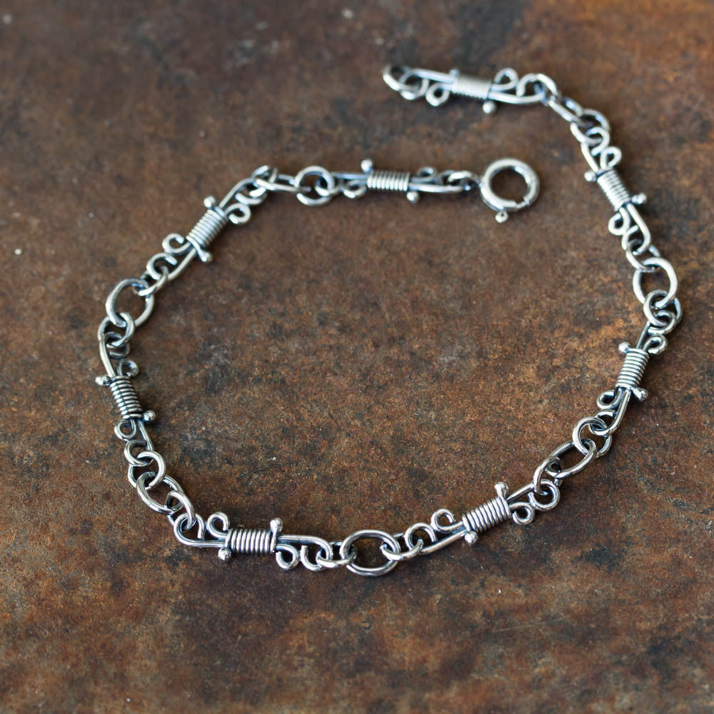 Artisan Wire Wrapped Chain Link Bracelet, Sterling Silver