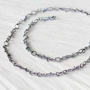 Handmade Wire Wrapped Silver Links Chain, Sterling Silver - jewelry by CookOnStrike