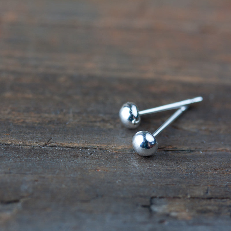 4mm Sterling Silver Ball Stud Earrings - jewelry by CookOnStrike