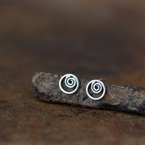 Spiral In A Circle, Sterling Silver Studs - jewelry by CookOnStrike