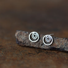 Load image into Gallery viewer, Spiral In A Circle, Sterling Silver Studs - jewelry by CookOnStrike