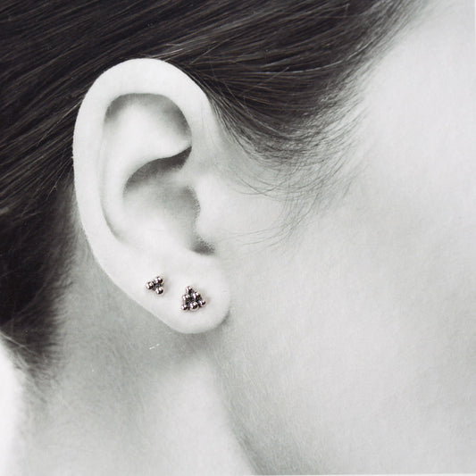 Triangle Stud Earring Set for Double Piercing, Sterling Silver - jewelry by CookOnStrike