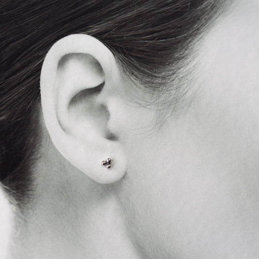 4mm Sterling Silver Stud Earrings, Three Balls - jewelry by CookOnStrike