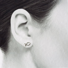 Load image into Gallery viewer, Tiny Fish Stud Earrings, Ichthus Symbol - jewelry by CookOnStrike