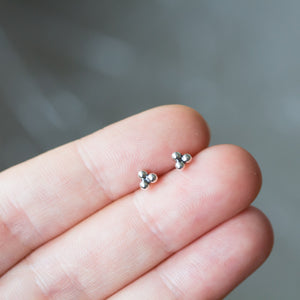 4mm Sterling Silver Stud Earrings, Three Balls - jewelry by CookOnStrike