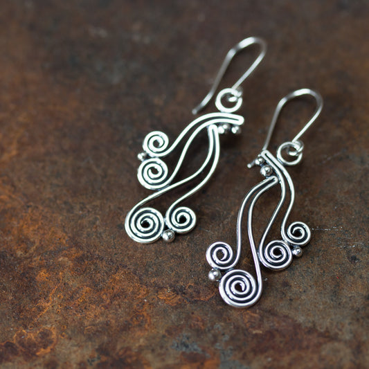 Spiral Waterfall Dangle Earrings, Sterling Silver - jewelry by CookOnStrike