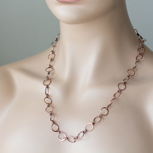 Large Hammered Wire Wrapped Copper Chain Necklace - jewelry by CookOnStrike