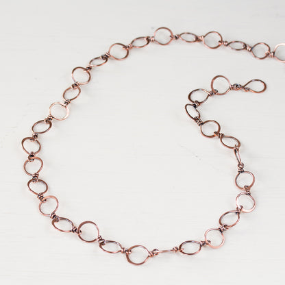 Large Hammered Wire Wrapped Copper Chain Necklace - jewelry by CookOnStrike