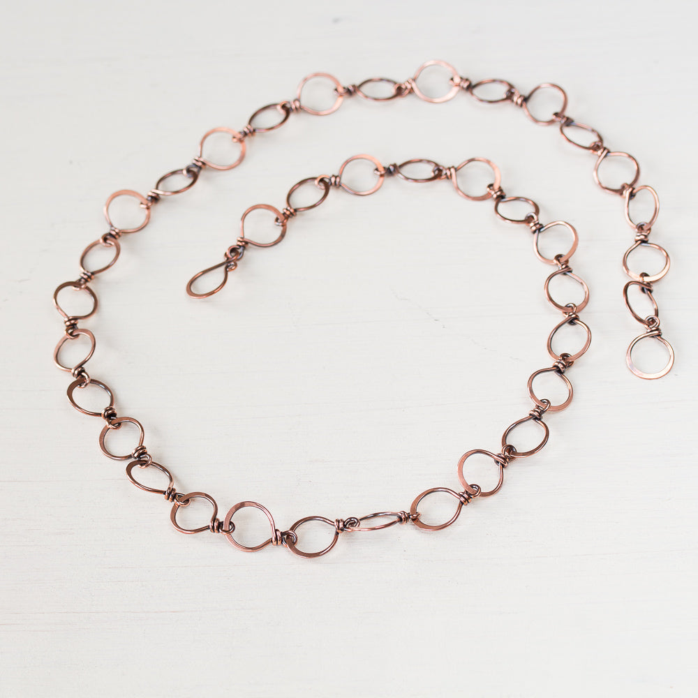 Large Hammered Wire Wrapped Copper Chain Necklace - jewelry by CookOnStrike
