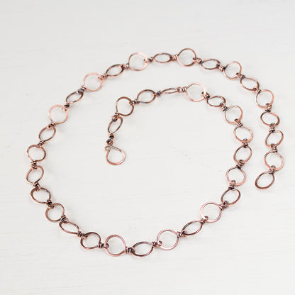 Large Hammered Wire Wrapped Copper Chain Necklace - jewelry by CookOnStrike