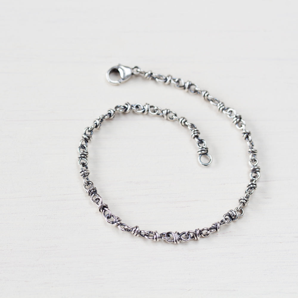Simple Wire Wrapped Link Chain Bracelet, Sterling Silver - jewelry by CookOnStrike