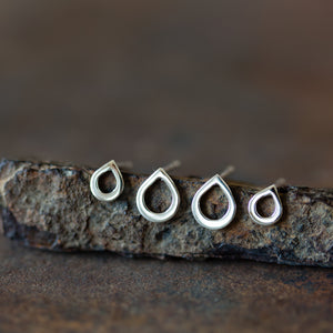 Silver Rain Droplets - Double Piercing Stud Earring Set - jewelry by CookOnStrike