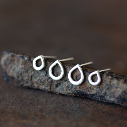 Silver Rain Droplets - Double Piercing Stud Earring Set - jewelry by CookOnStrike