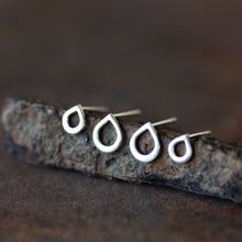 Load image into Gallery viewer, Silver Rain Droplets - Double Piercing Stud Earring Set - jewelry by CookOnStrike