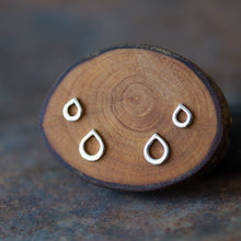 Load image into Gallery viewer, Silver Rain Droplets - Double Piercing Stud Earring Set - jewelry by CookOnStrike