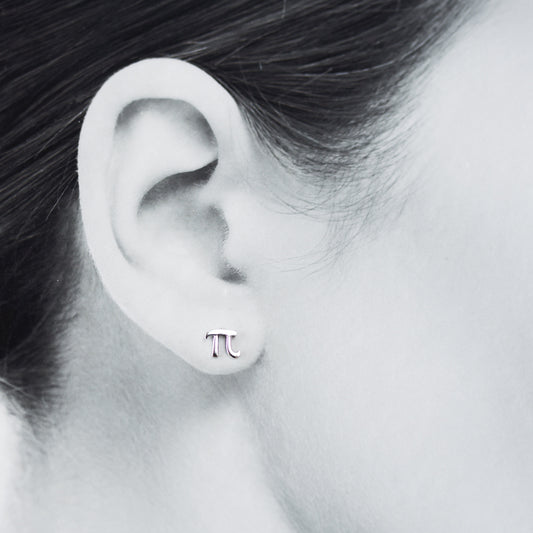 Handcrafted Greek Letter Pi Stud Earrings, Sterling Silver - jewelry by CookOnStrike
