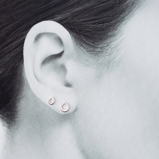 Silver Rain Droplets - Double Piercing Stud Earring Set - jewelry by CookOnStrike