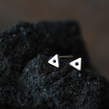Load image into Gallery viewer, Tiny Triangle Stud Earrings, Sterling Silver - jewelry by CookOnStrike