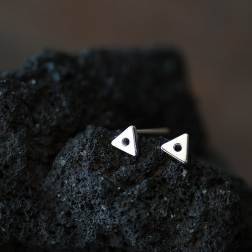 Tiny Triangle Stud Earrings, Sterling Silver - jewelry by CookOnStrike