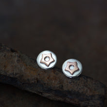 Load image into Gallery viewer, Copper Star Stud Earrings, Sterling Silver with Copper Accent - jewelry by CookOnStrike