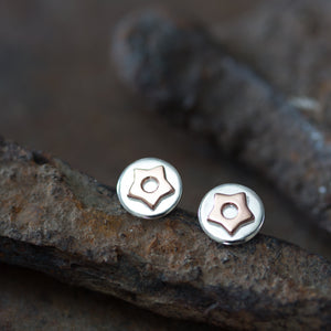 Copper Star Stud Earrings, Sterling Silver with Copper Accent - jewelry by CookOnStrike