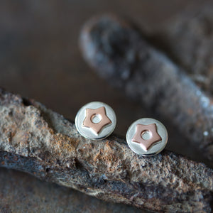 Copper Star Stud Earrings, Sterling Silver with Copper Accent - jewelry by CookOnStrike