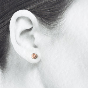 6.5mm Hex Nut Stud Earrings, Sterling Silver and Copper - jewelry by CookOnStrike