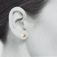 Load image into Gallery viewer, Small Gear Stud Earrings, Sterling Silver and Copper - jewelry by CookOnStrike