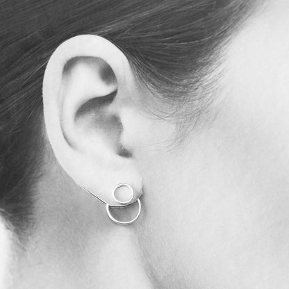 Minimalist Silver Circle Ear Jackets - jewelry by CookOnStrike