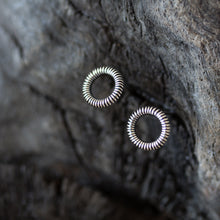 Load image into Gallery viewer, Tiny Wire Wrapped Circle Coil Studs, Sterling Silver - jewelry by CookOnStrike