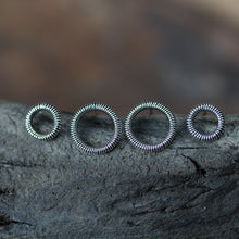 Load image into Gallery viewer, Wire Wrapped Circle Studs For Double Piercing, Sterling Silver - jewelry by CookOnStrike