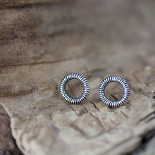 Load image into Gallery viewer, Tiny Wire Wrapped Circle Coil Studs, Sterling Silver - jewelry by CookOnStrike