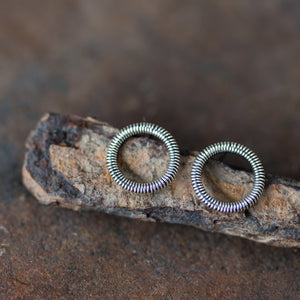 Small Coiled Circle Stud Earrings, Sterling Silver - jewelry by CookOnStrike