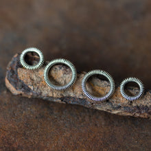 Load image into Gallery viewer, Wire Wrapped Circle Studs For Double Piercing, Sterling Silver - jewelry by CookOnStrike