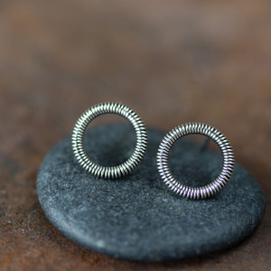 Small Coiled Circle Stud Earrings, Sterling Silver - jewelry by CookOnStrike