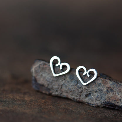 Tiny Heart Stud Earrings, romantic gift for her - jewelry by CookOnStrike