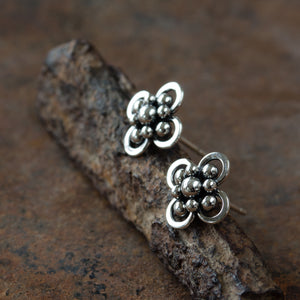 Atomic Arabesque Starburst Flower Stud Earrings, Sterling Silver - jewelry by CookOnStrike