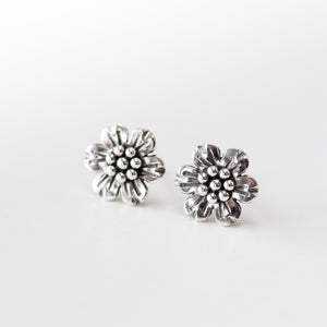 Handmade Flower Stud Earrings, Sterling Silver - jewelry by CookOnStrike
