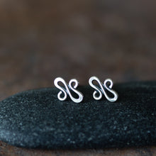 Load image into Gallery viewer, Abstract Tiny Squiggle Stud Earrings, Sterling Silver - jewelry by CookOnStrike