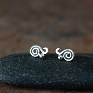 Elegant Dainty Spiral Stud Earrings, Sterling Silver - jewelry by CookOnStrike