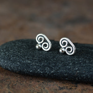 Tiny Double Spiral Stud Earrings, Sterling Silver - jewelry by CookOnStrike