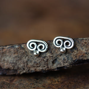 Tiny Double Spiral Stud Earrings, Sterling Silver - jewelry by CookOnStrike