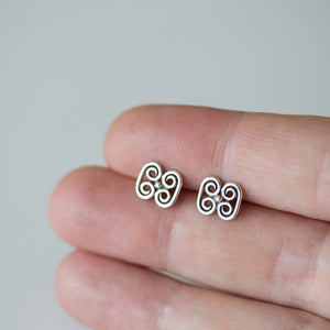 Small Quadruple Spiral Ornament Stud Earrings, Sterling Silver - jewelry by CookOnStrike