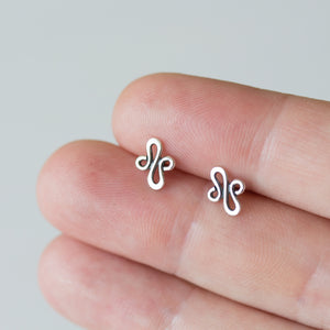 Abstract Tiny Squiggle Stud Earrings, Sterling Silver - jewelry by CookOnStrike