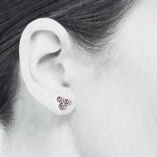 Small Celtic Triskele Earrings, 8mm Triple spiral - jewelry by CookOnStrike