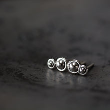 Load image into Gallery viewer, 4.5mm and 3mm Ball in Circle &quot;UFO&quot; Studs, Double Piercing Set in Sterling Silver - CookOnStrike