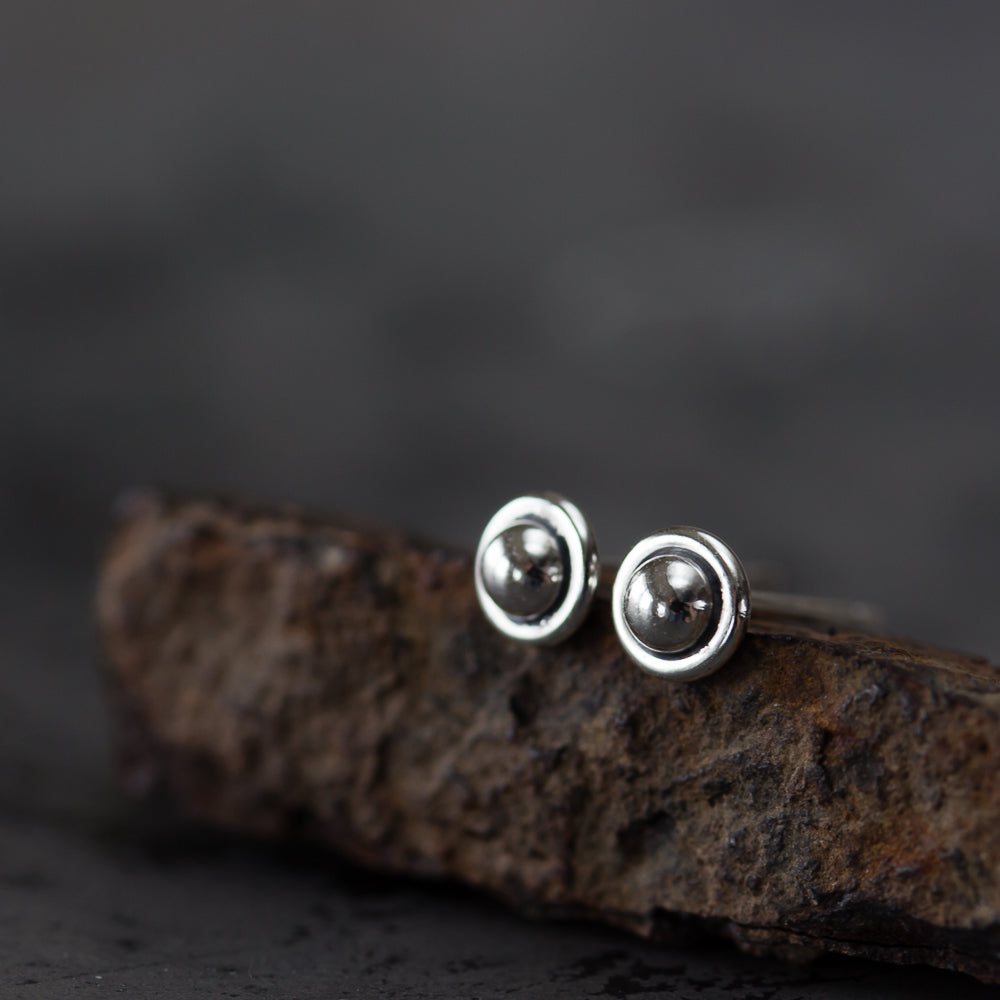 Tiny Sterling Silver Fishhook Ball Earrings 5/16 inch