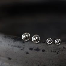 Load image into Gallery viewer, 4.5mm and 3mm Ball in Circle &quot;UFO&quot; Studs, Double Piercing Set in Sterling Silver - CookOnStrike
